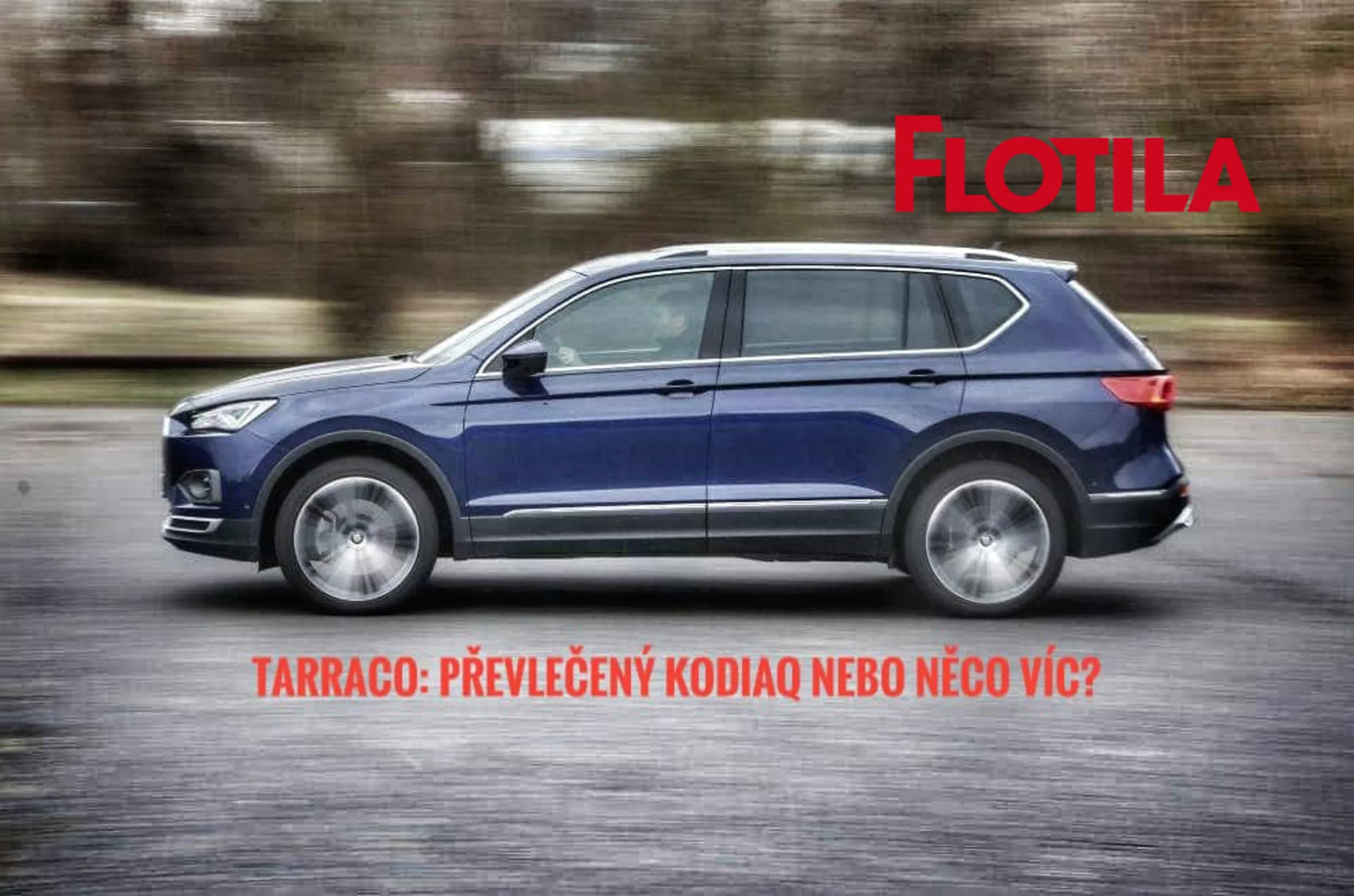 SUV Seat Tarraco 2019 v pohybu, zachycené z bočního profilu ukazující jeho elegantní, aerodynamický design a moderní funkce, jako jsou LED zadní světla a kola z lehkých slitin, se zaměřením na dynamický pohyb a pokročilou automobilovou technologii.